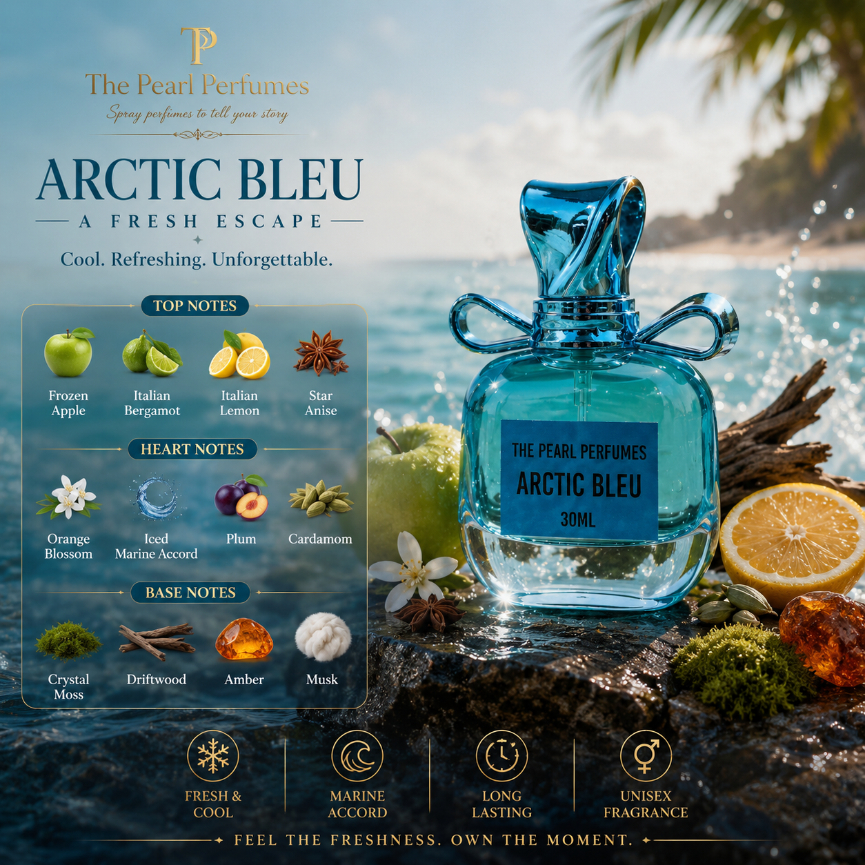 Artic Bleu | Fresh Aquatic Unisex Fragrance | 30ml